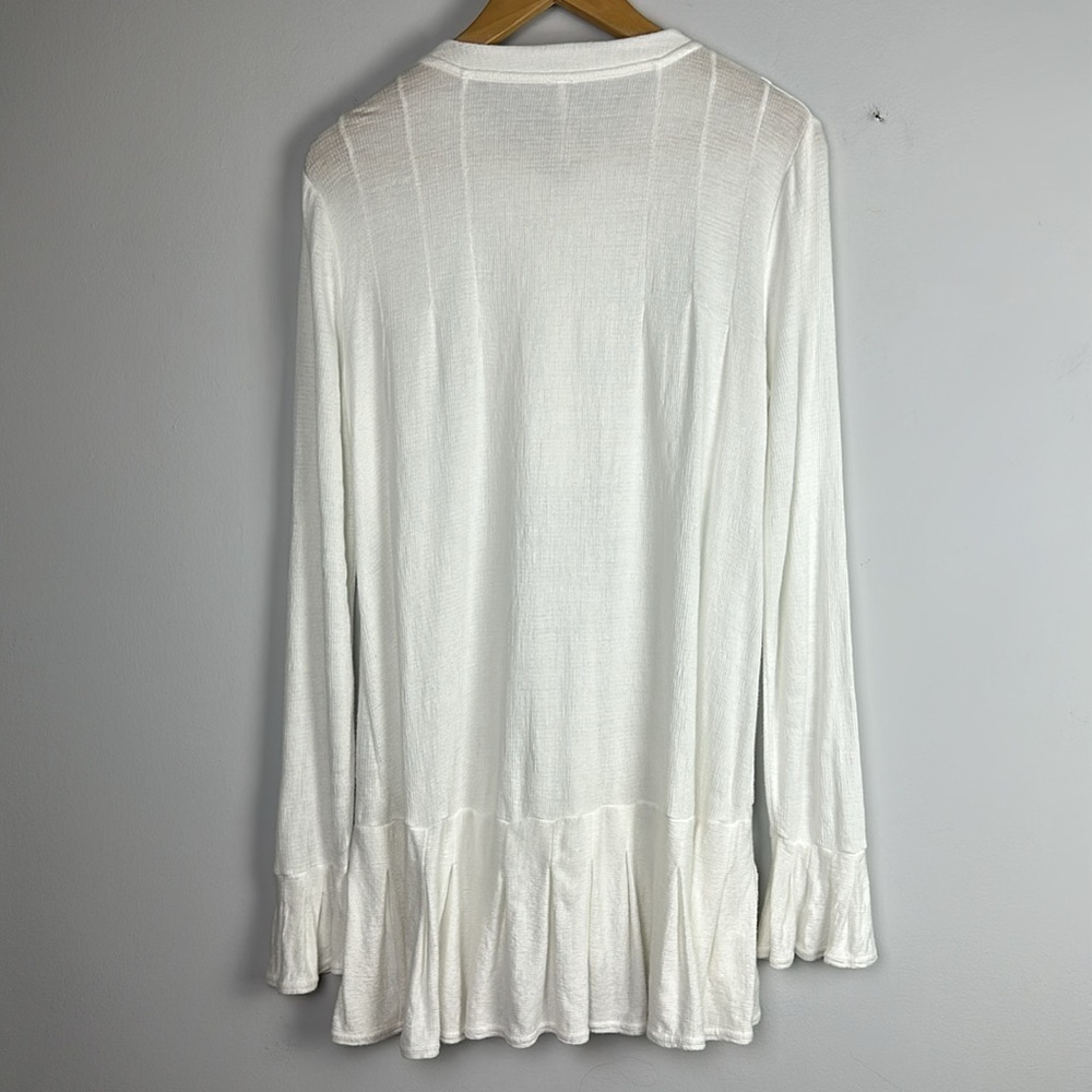 Free People Your Girl White Flounce Hem Textured Tunic Top Size S Mini Dress - Picture 6 of 16